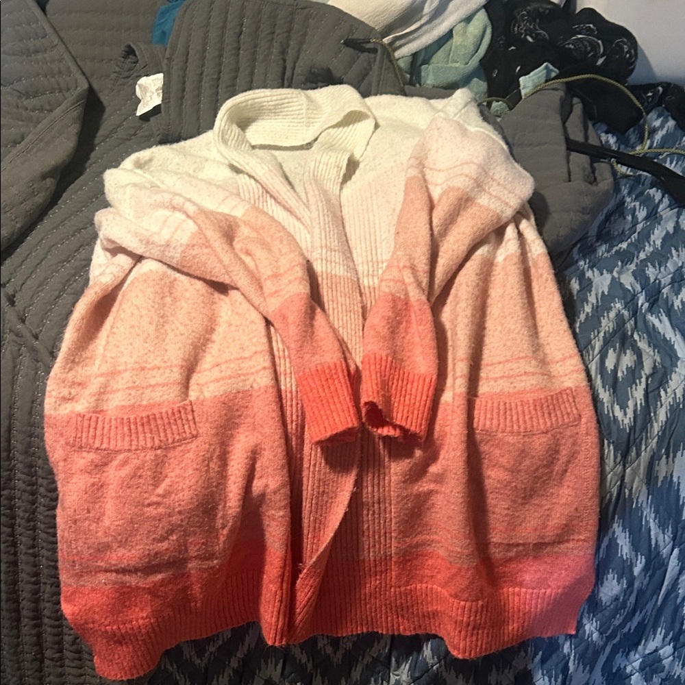 Time and Tru Women's Pink and Cream Cardigan Sweater